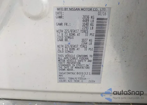 2016 Nissan Rogue S/Sl/Sv from USA, damaged, VIN 5N1AT2MT9GC809321
